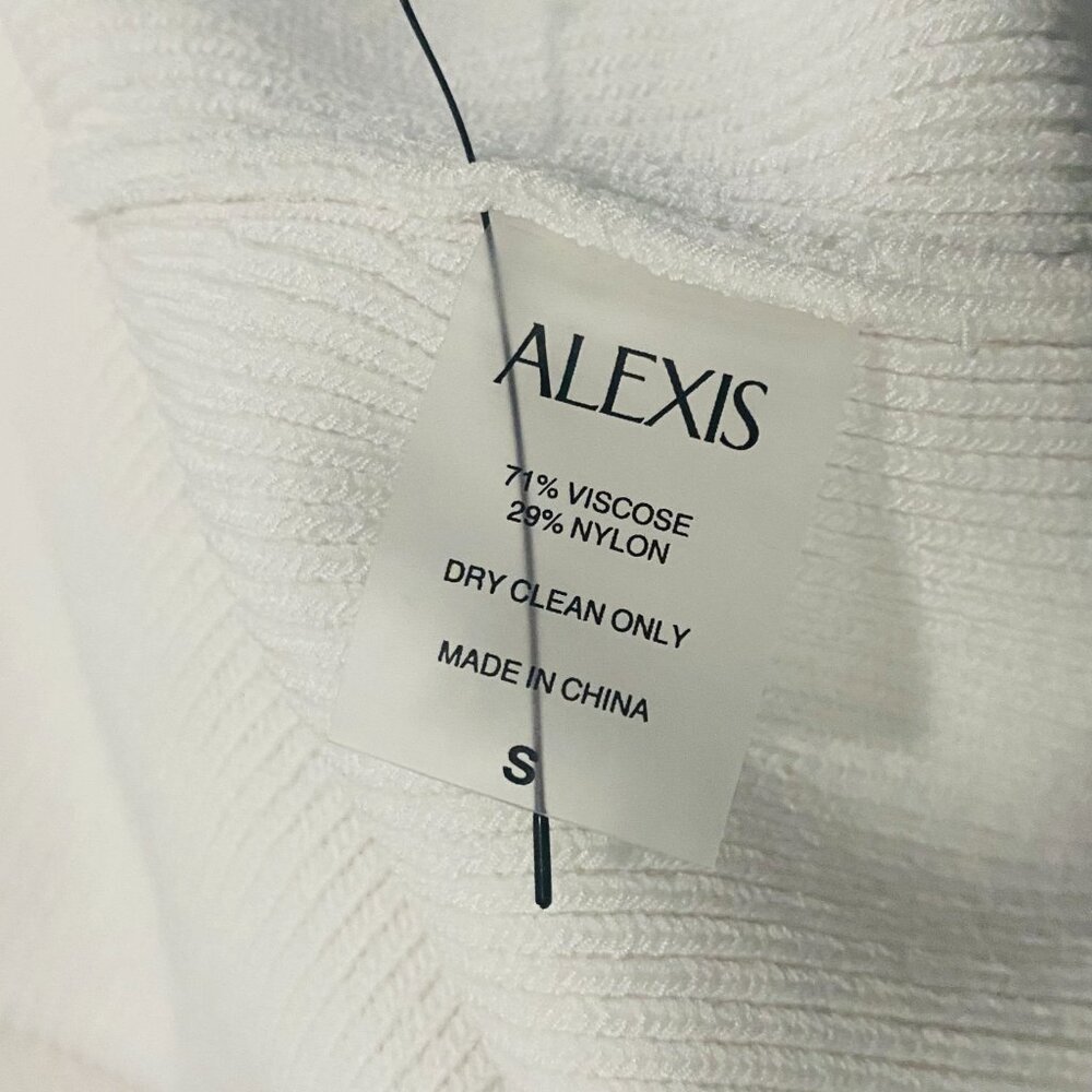 Alexis Giasa White Mini Dress - Strapless Neckline with Sculptural Curve Size S - Picture 13 of 14